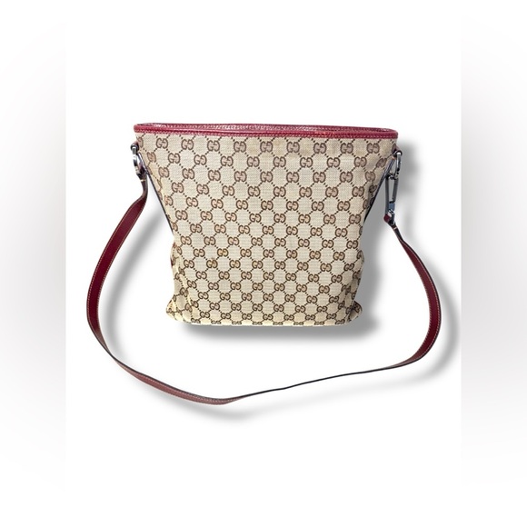 Gucci GG Supreme Canvas Shoulder Bag Brown Burgundy Vintage Style - Picture 3 of 15